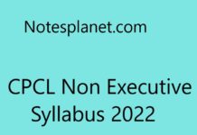 CPCL Non Executive Syllabus 2022 CPCL Non Executive Syllabus 2022