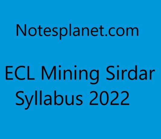 ECL Mining Sirdar Syllabus 2022 ECL Mining Sirdar Syllabus 2022
