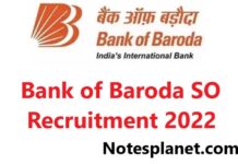 Bank of Baroda SO Recruitment 2022 Bank of Baroda SO Recruitment 2022