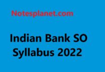 Indian Bank SO Syllabus 2022