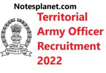 Territorial Army Officer Recruitment 2022 Territorial Army Officer Recruitment 2022