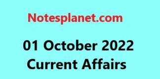 01 October 2022 Current Affairs