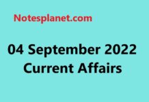 04 September 2022 Current Affairs 04 September 2022 Current Affairs