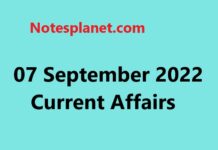 07 September 2022 Current Affairs 07 September 2022 Current Affairs
