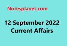 12 September 2022 Current Affairs 12 September 2022 Current Affairs
