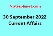 30 September 2022 Current Affairs