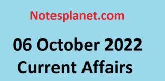 06 October 2022 Current Affairs