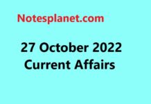 27 October 2022 Current Affairs 27 October 2022 Current Affairs