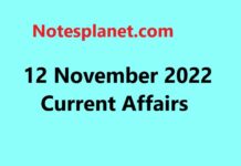 12 November 2022 Current Affairs 12 November 2022 Current Affairs