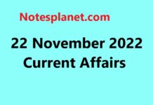 22 November 2022 Current Affairs 22 November 2022 Current Affairs