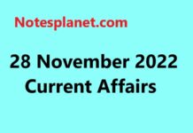 28 November 2022 Current Affairs 28 November 2022 Current Affairs
