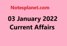 03 January 2022 Current Affairs 03 January 2022 Current Affairs