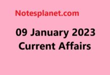 09 January 2023 Current Affairs 09 January 2023 Current Affairs