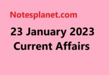 23 January 2023 Current Affairs 23 January 2023 Current Affairs