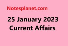 25 January 2023 Current Affairs 25 January 2023 Current Affairs
