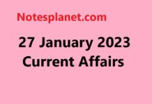 27 January 2023 Current Affairs 27 January 2023 Current Affairs