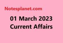 01 March 2023 Current Affairs 01 March 2023 Current Affairs