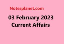 03 February 2023 Current Affairs 03 February 2023 Current Affairs