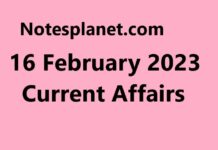 16 February 2023 Current Affairs 16 February 2023 Current Affairs