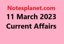 11 March 2023 Current Affairs 11 March 2023 Current Affairs