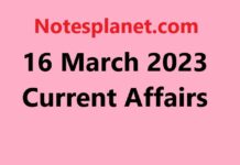 16 March 2023 Current Affairs 16 March 2023 Current Affairs