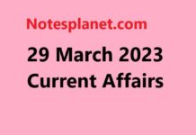 29 March 2023 Current Affairs 29 March 2023 Current Affairs