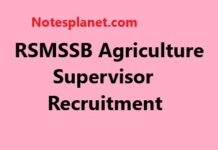 RSMSSB Agriculture Supervisor Recruitment RSMSSB Agriculture Supervisor Recruitment