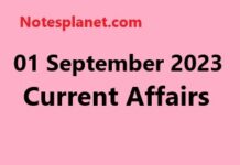 01 September 2023 Current Affairs 01 September 2023 Current Affairs