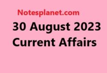30 August 2023 Current Affairs 30 August 2023 Current Affairs