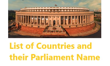 List of Countries and their Parliament Name