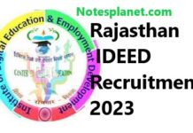 Rajasthan IDEED Recruitment 2023 Rajasthan IDEED Recruitment 2023