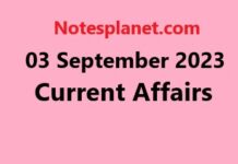03 September 2023 Current Affairs 03 September 2023 Current Affairs
