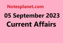 05 September 2023 Current Affairs 05 September 2023 Current Affairs