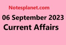 06 September 2023 Current Affairs 06 September 2023 Current Affairs