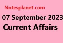 07 September 2023 Current Affairs 07 September 2023 Current Affairs