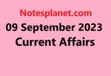 09 September 2023 Current Affairs 09 September 2023 Current Affairs