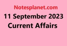 11 September 2023 Current Affairs 11 September 2023 Current Affairs
