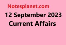 12 September 2023 Current Affairs 12 September 2023 Current Affairs