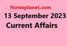 13 September 2023 Current Affairs 13 September 2023 Current Affairs