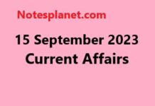 15 September 2023 Current Affairs 15 September 2023 Current Affairs