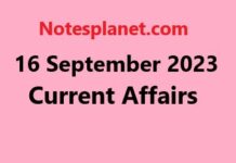 16 September 2023 Current Affairs 16 September 2023 Current Affairs