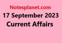 17 September 2023 Current Affairs 17 September 2023 Current Affairs