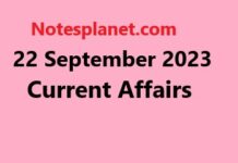 22 September 2023 Current Affairs 22 September 2023 Current Affairs