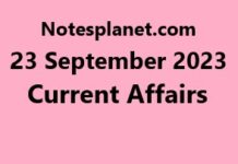 23 September 2023 Current Affairs 23 September 2023 Current Affairs