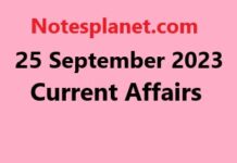 25 September 2023 Current Affairs 25 September 2023 Current Affairs