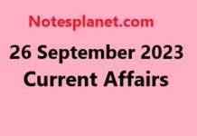 26 September 2023 Current Affairs 26 September 2023 Current Affairs