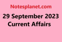 29 September 2023 Current Affairs 29 September 2023 Current Affairs