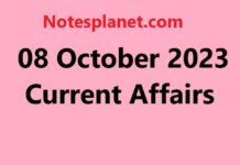 08 October 2023 Current Affairs 08 October 2023 Current Affairs