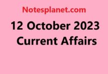 12 October 2023 Current Affairs 12 October 2023 Current Affairs