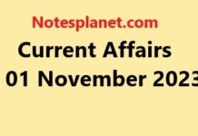 Current Affairs 01 November 2023 Current Affairs 01 November 2023